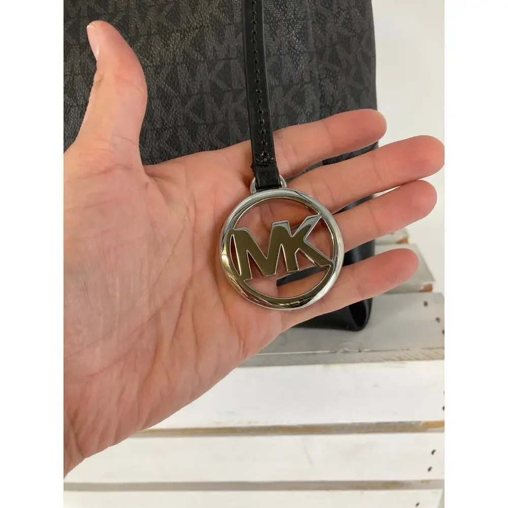 MICHAEL KORS, LARGE BLACK SIGNATURE LEATHER SHOULDER BAG